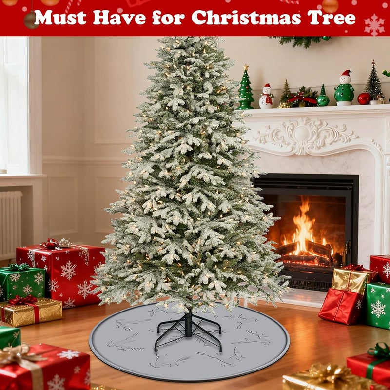 Oyrlize Silicone Christmas Tree Mat, Waterproof Christmas Tree Floor Protector Heavy Duty Christmas Tree Stand Mat Xmas Floor Protective Pad Saver with Reinforced Lip Under Tree Catch Needles,Spills,Sap - Image 3